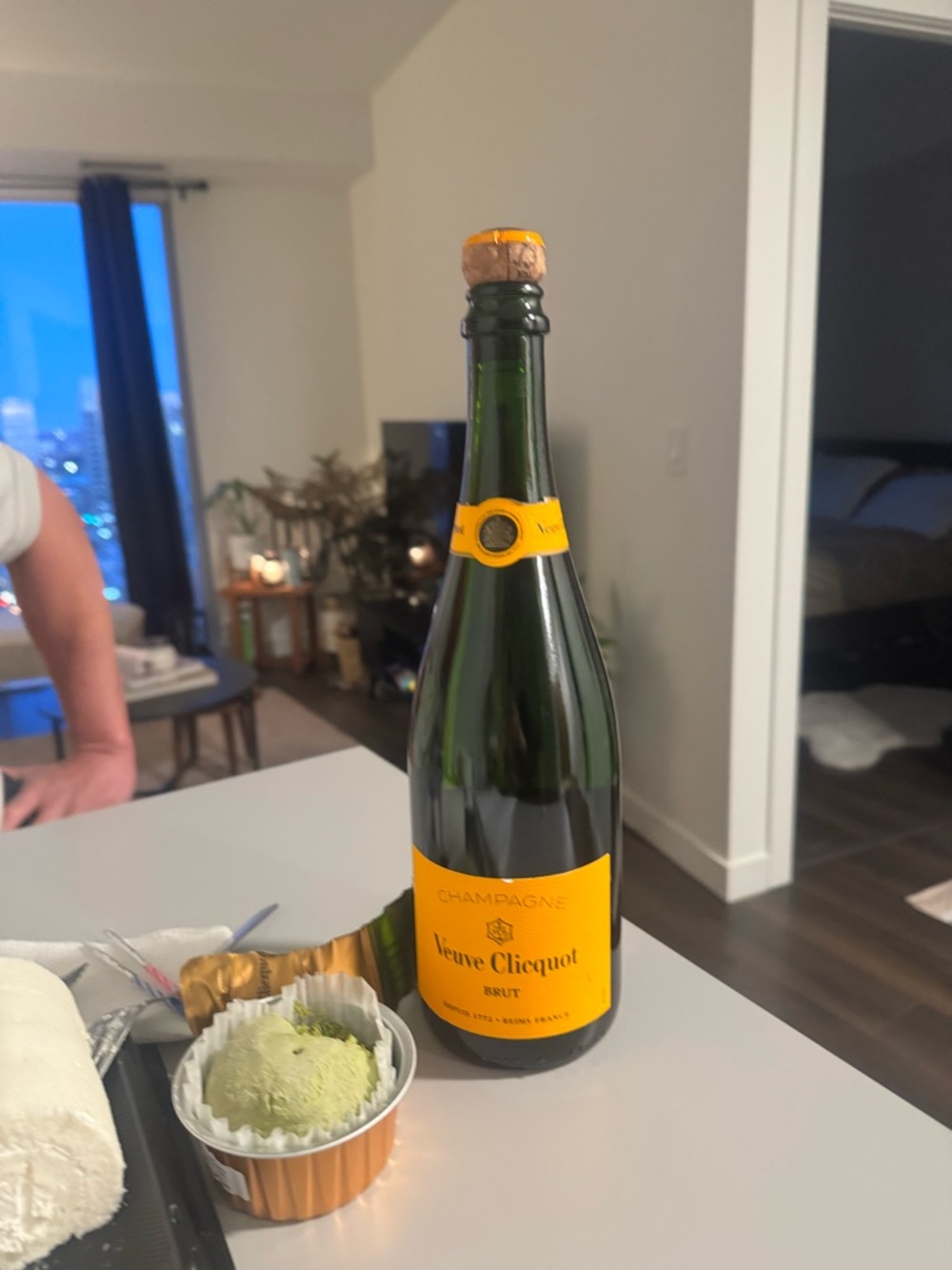 Empty Veuve Clicquot Brut Champagne Bottle - Yellow Label